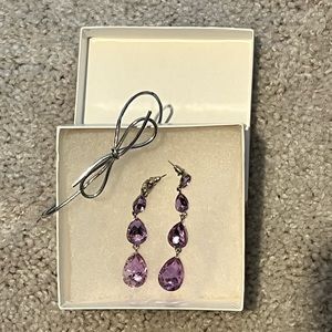 Four tier dangle rhinestone earrings (purple)
